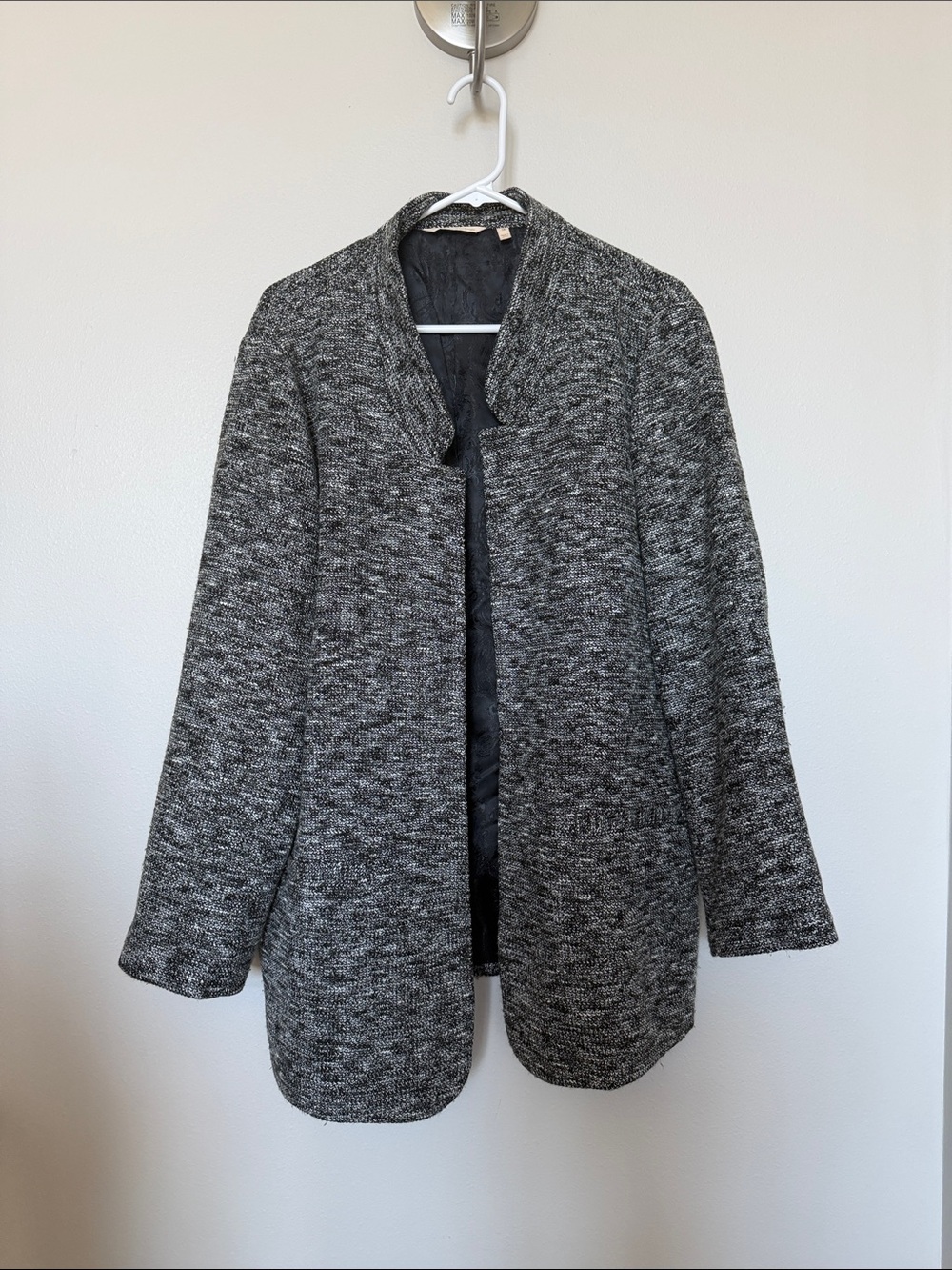 Soft Surroundings Heathered Gray Open-Front Knit Blazer